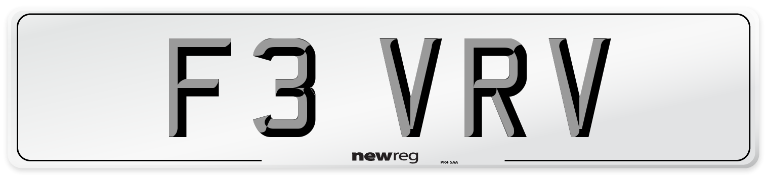 F3 VRV Number Plate from New Reg